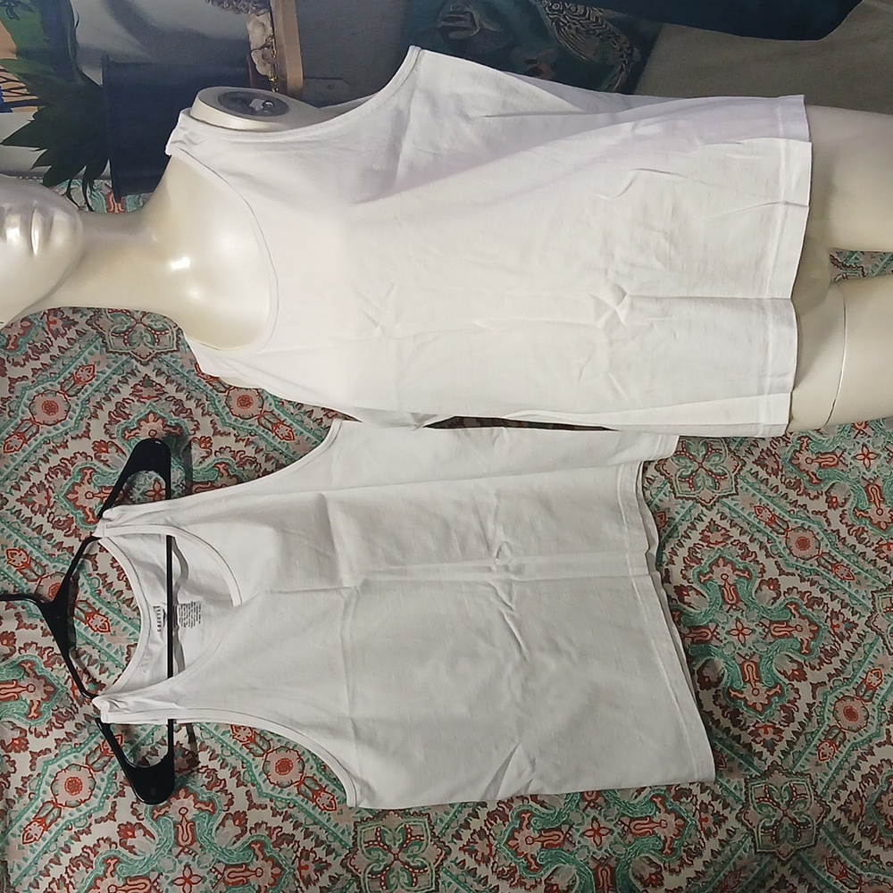 Set of 2 Cheetah White Cotton Tank Tops, Size M